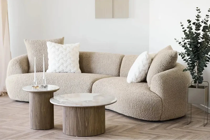 Table basse ATHENS avec un plateau en céramique, blanc et marron foncé - 80x40 cm
