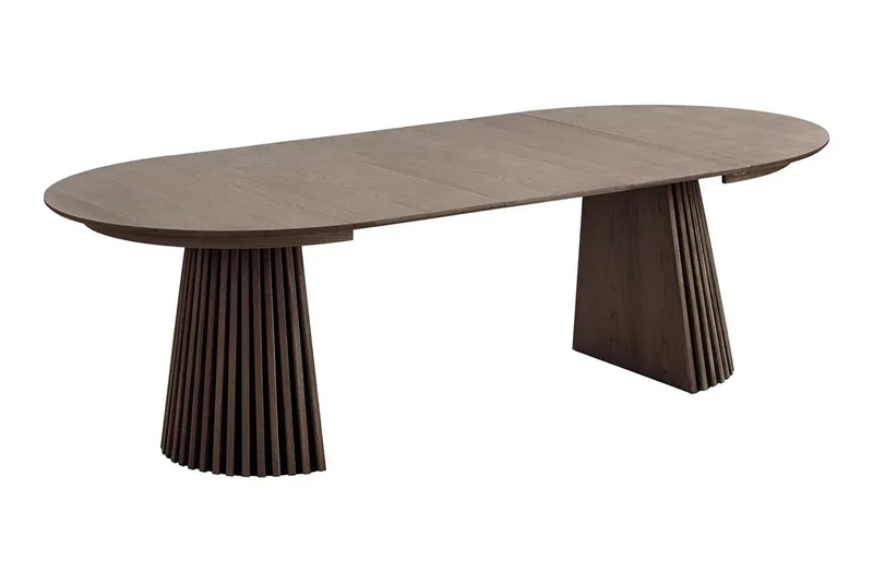 Table Extensible Ronde OSAKA Effet Bois Brun Foncé - 120 à 240 cm