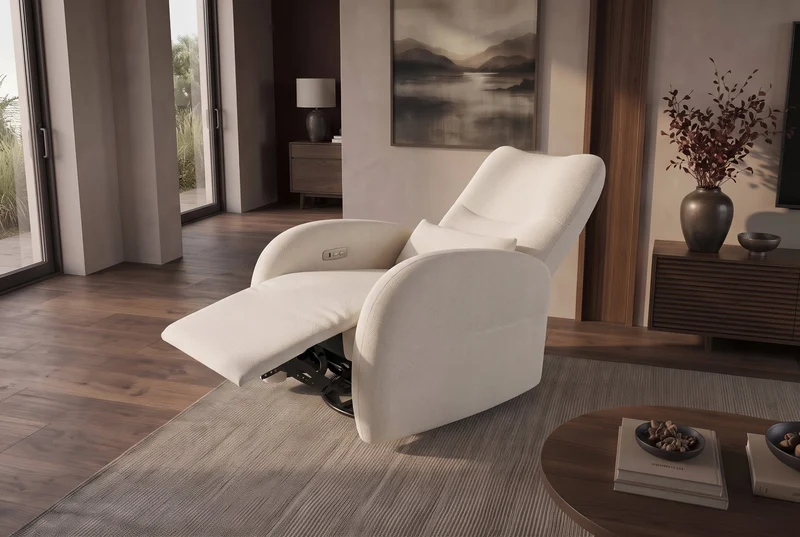 Fauteuil de cinéma électrique PRIORITY beige inclus coussin rotatif à 360° avec prise USB