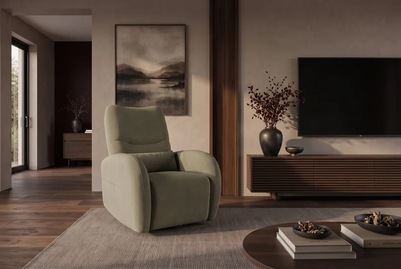 Fauteuil de cinéma électrique PRIORITY vert inclus coussin 360° rotatif avec prise USB