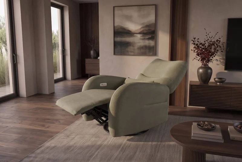 Fauteuil de cinéma électrique PRIORITY vert inclus coussin 360° rotatif avec prise USB