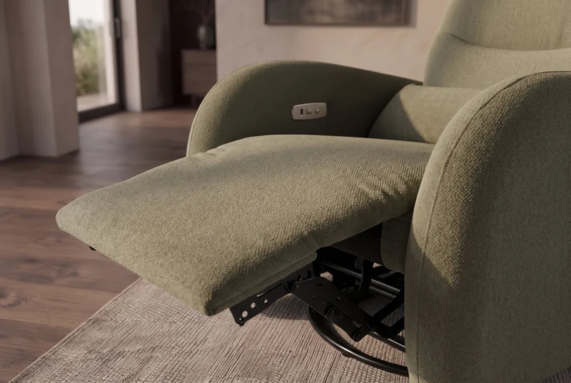 Fauteuil de cinéma électrique PRIORITY vert inclus coussin 360° rotatif avec prise USB