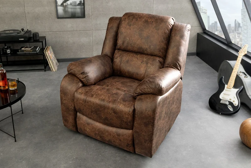 Fauteuil de cinéma confortable HOLLYWOOD marron antique dossier inclinable