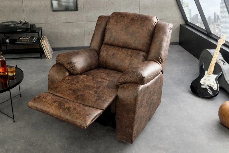 Fauteuil de cinéma confortable HOLLYWOOD marron antique dossier inclinable