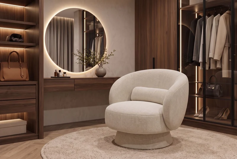 Fauteuil design pivotant BOSSA NOVA beige Chenille
