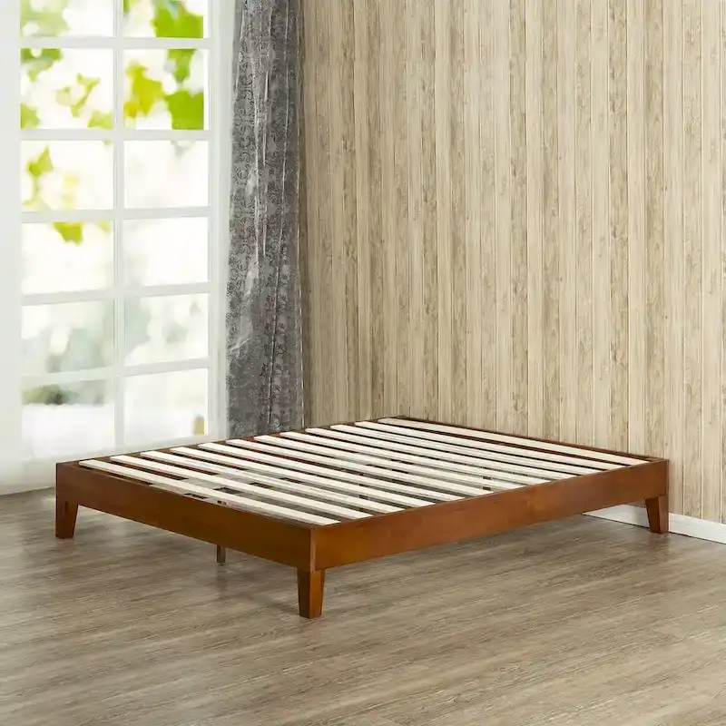 Cadre de lit plateforme bas en bois pour lit double de 12 pouces