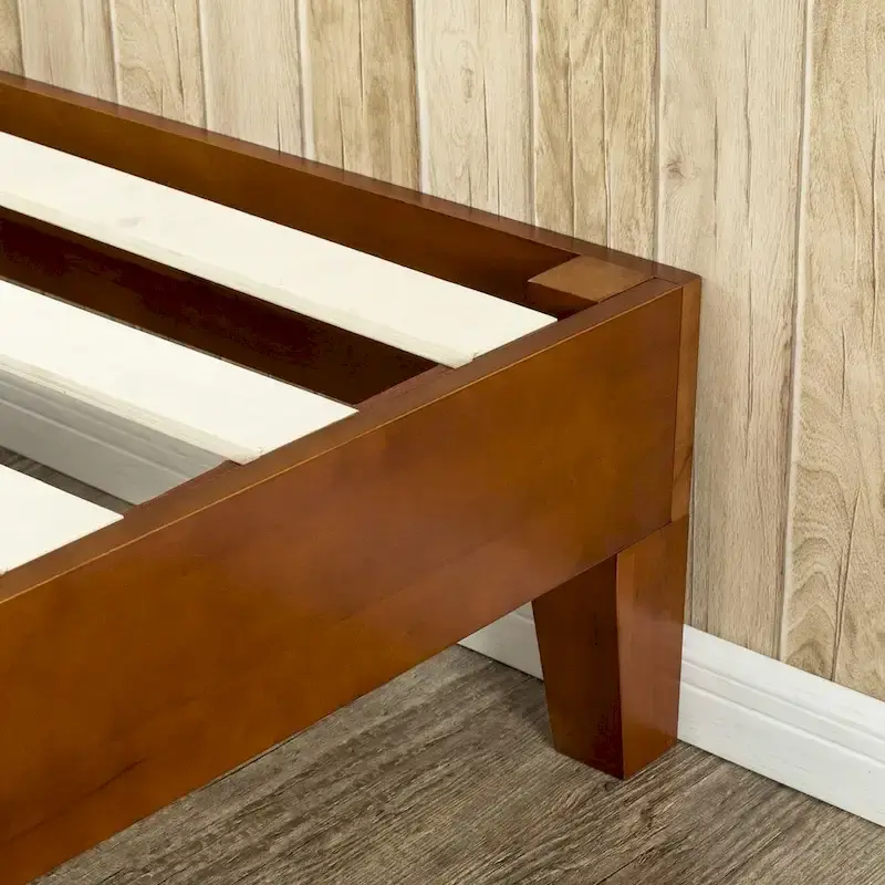 Cadre de lit plateforme bas en bois pour lit double de 12 pouces