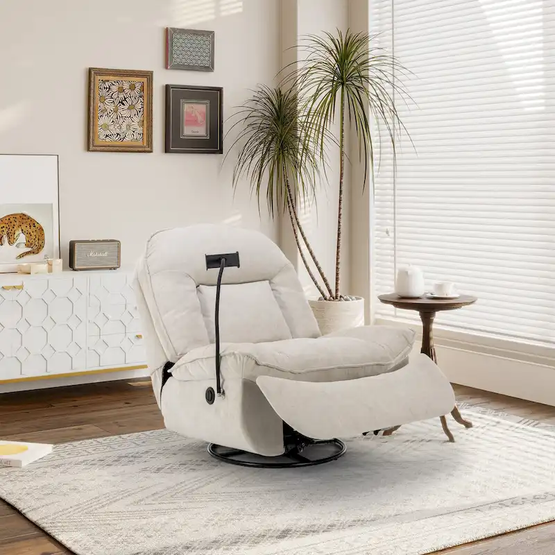 Fauteuil inclinable en chenille pivotant à 360° avec support de téléphone réglable