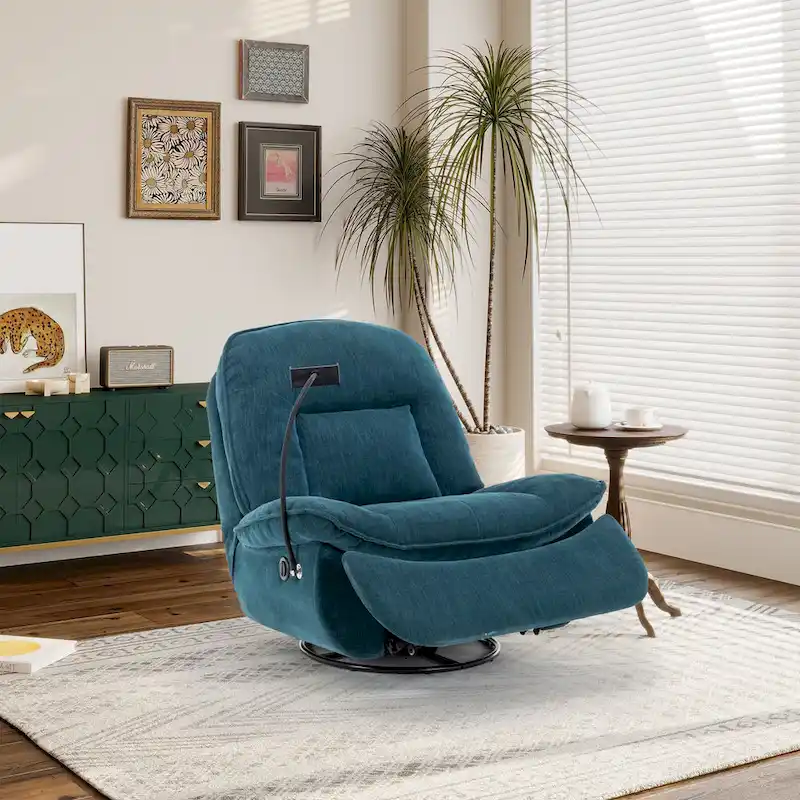 Fauteuil inclinable en chenille pivotant à 360° avec support de téléphone réglable