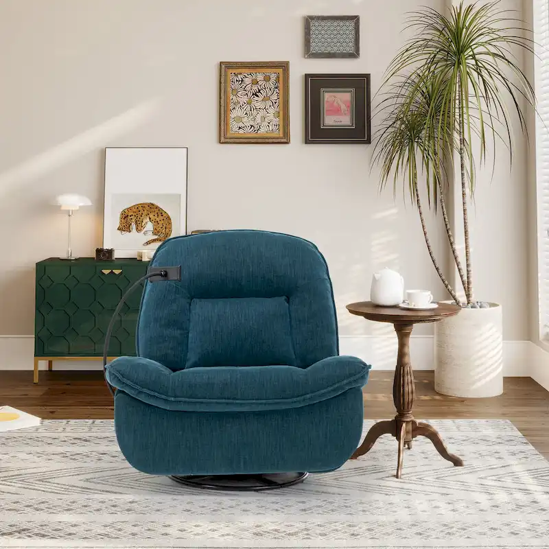 Fauteuil inclinable en chenille pivotant à 360° avec support de téléphone réglable