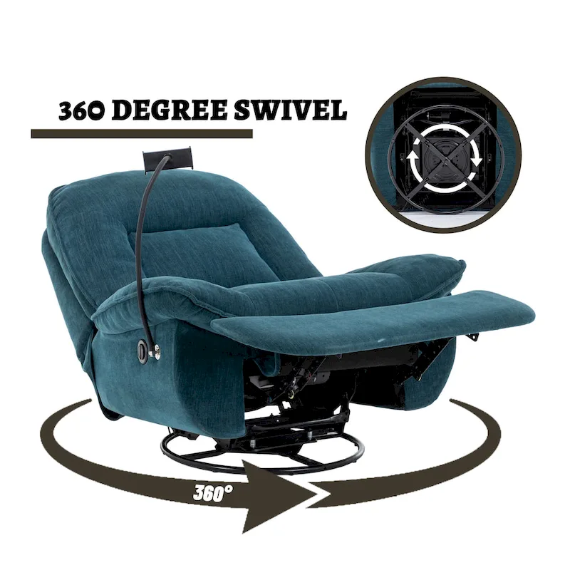 Fauteuil inclinable en chenille pivotant à 360° avec support de téléphone réglable