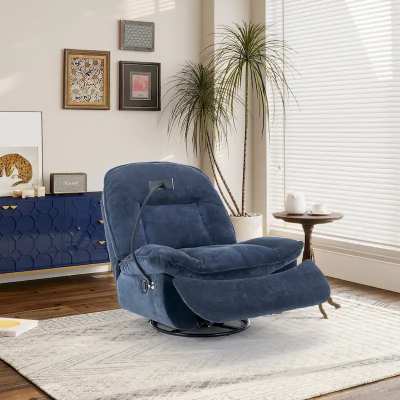 Fauteuil inclinable en chenille pivotant à 360° avec support de téléphone réglable