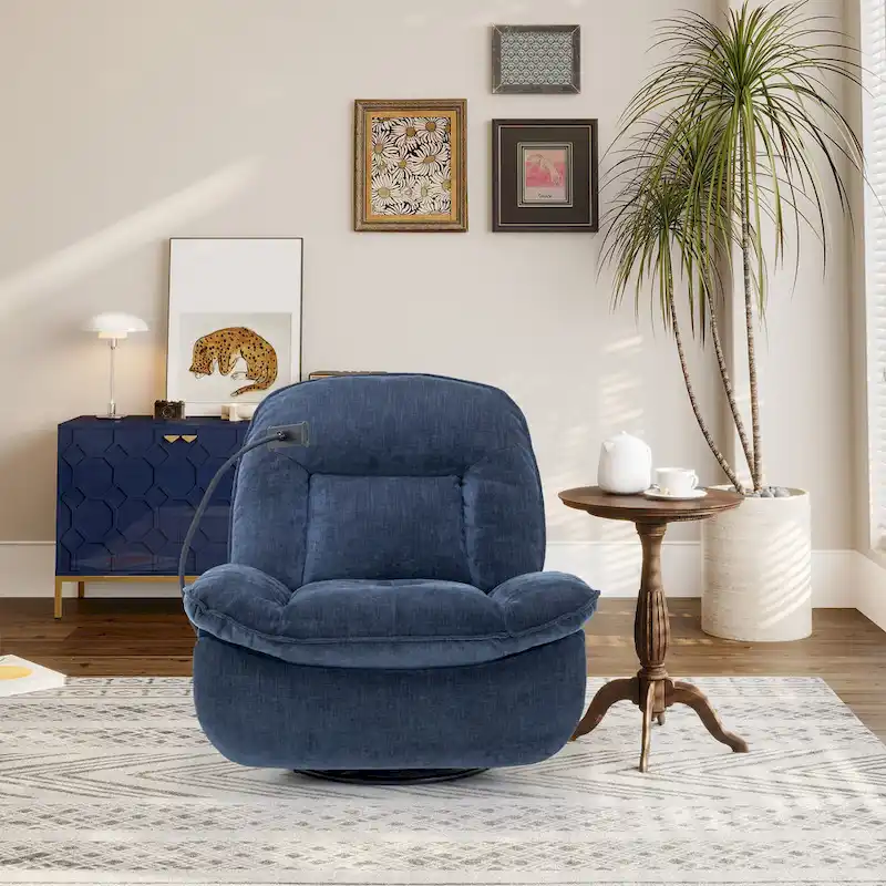 Fauteuil inclinable en chenille pivotant à 360° avec support de téléphone réglable