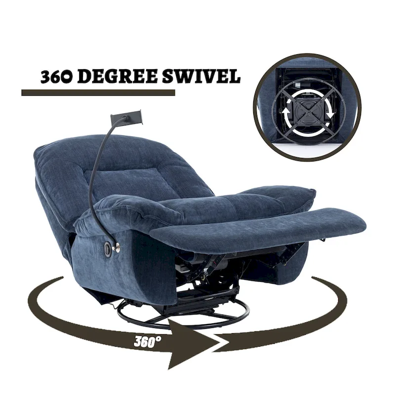 Fauteuil inclinable en chenille pivotant à 360° avec support de téléphone réglable
