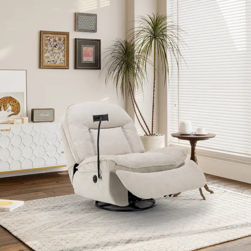Fauteuil inclinable en chenille pivotant à 360° avec support de téléphone réglable