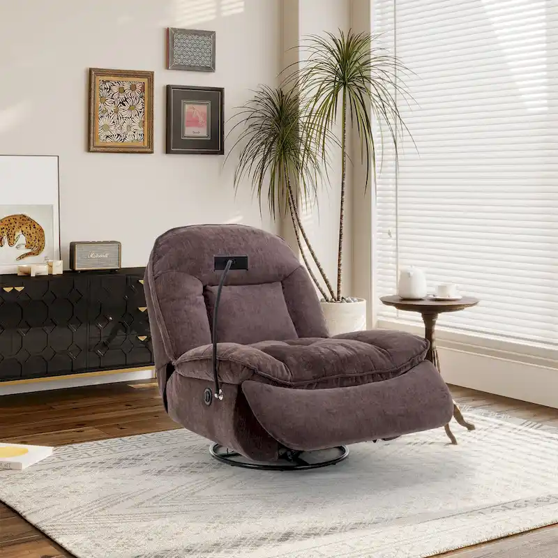 Fauteuil inclinable en chenille pivotant à 360° avec support de téléphone réglable