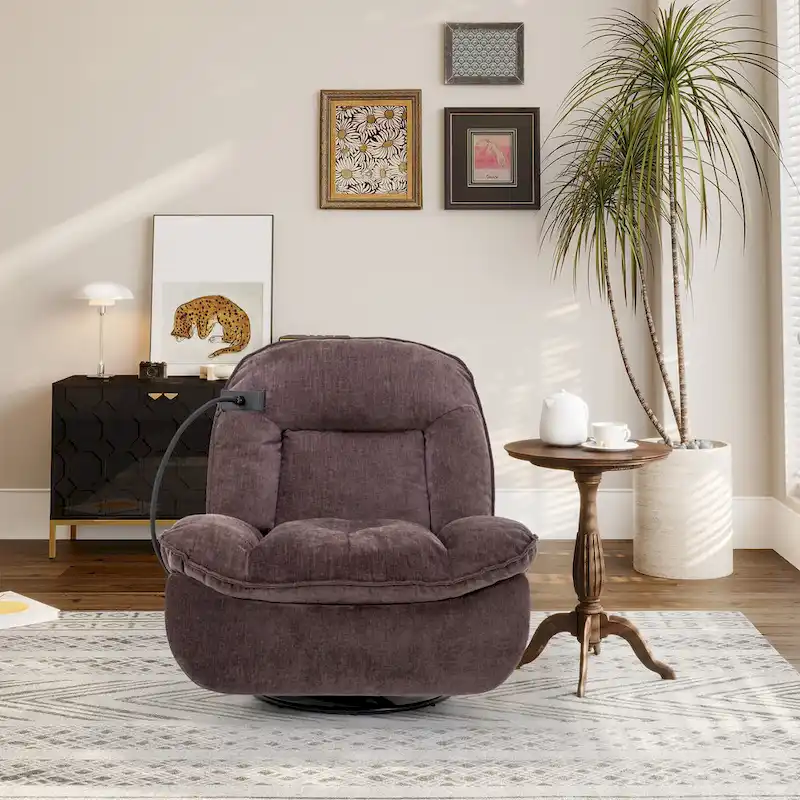 Fauteuil inclinable en chenille pivotant à 360° avec support de téléphone réglable