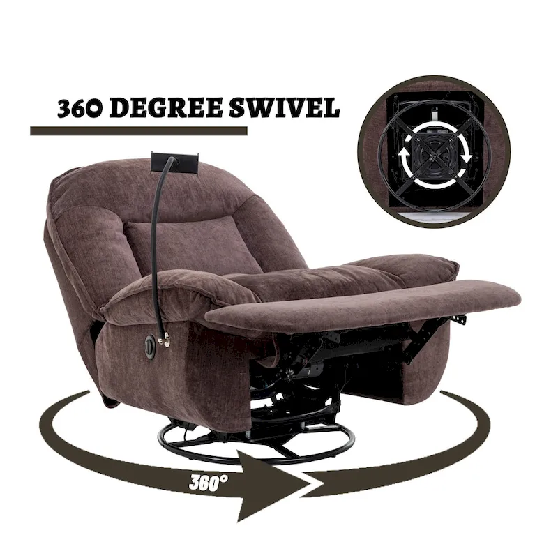 Fauteuil inclinable en chenille pivotant à 360° avec support de téléphone réglable