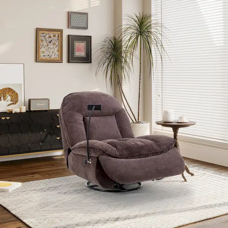Fauteuil inclinable en chenille pivotant à 360° avec support de téléphone réglable