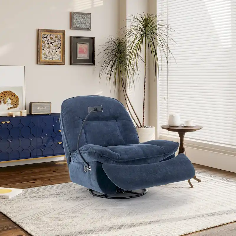 Fauteuil inclinable en chenille pivotant à 360° avec support de téléphone réglable