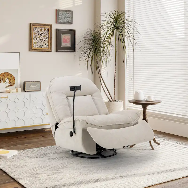 Fauteuil inclinable en chenille pivotant à 360° avec support de téléphone réglable