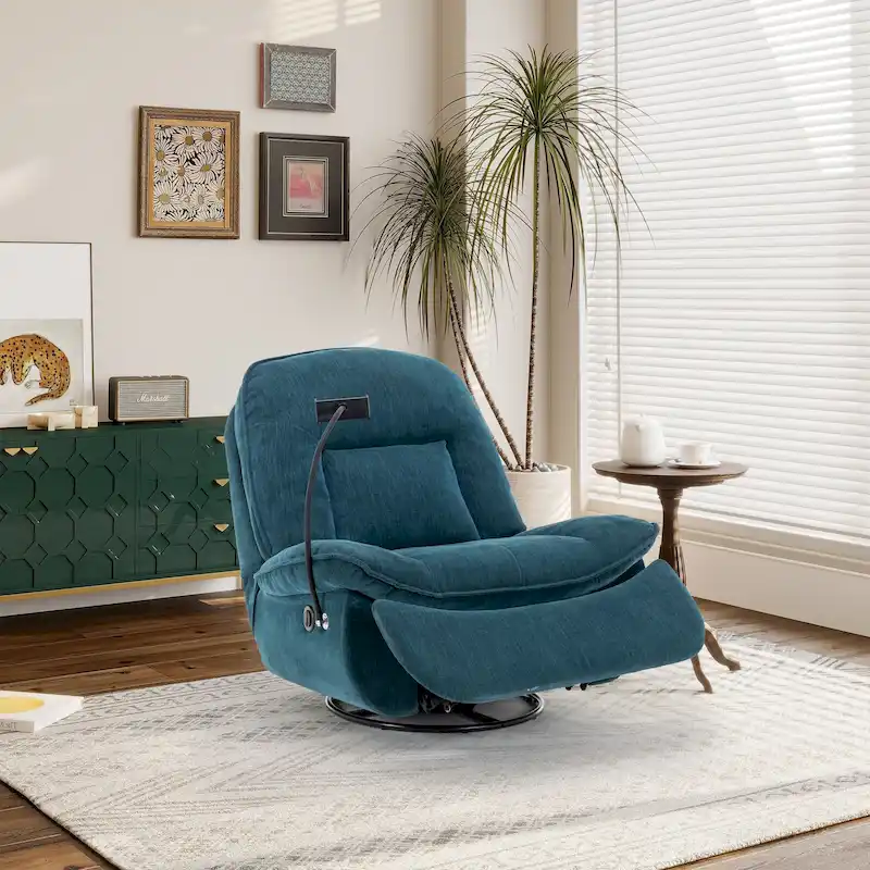 Fauteuil inclinable en chenille pivotant à 360° avec support de téléphone réglable