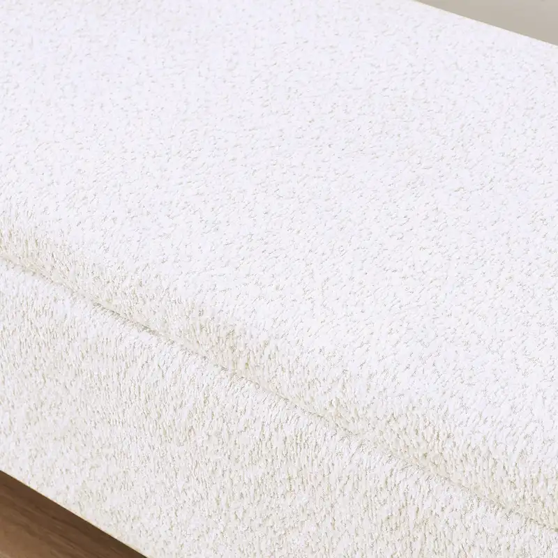 Banc coffre de rangement ovale en tissu polaire d'agneau 3D