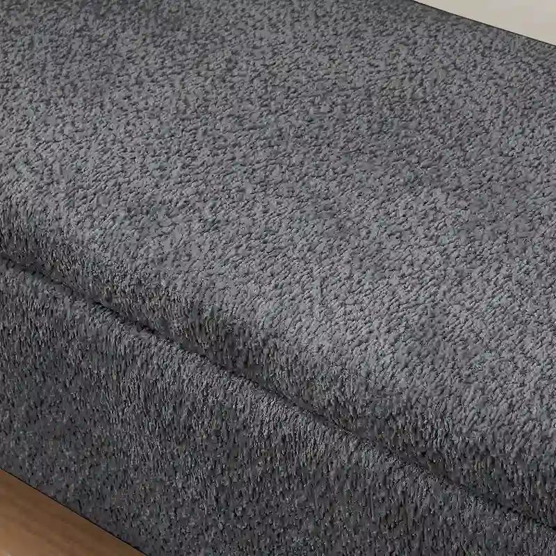 Banc coffre de rangement ovale en tissu polaire d'agneau 3D