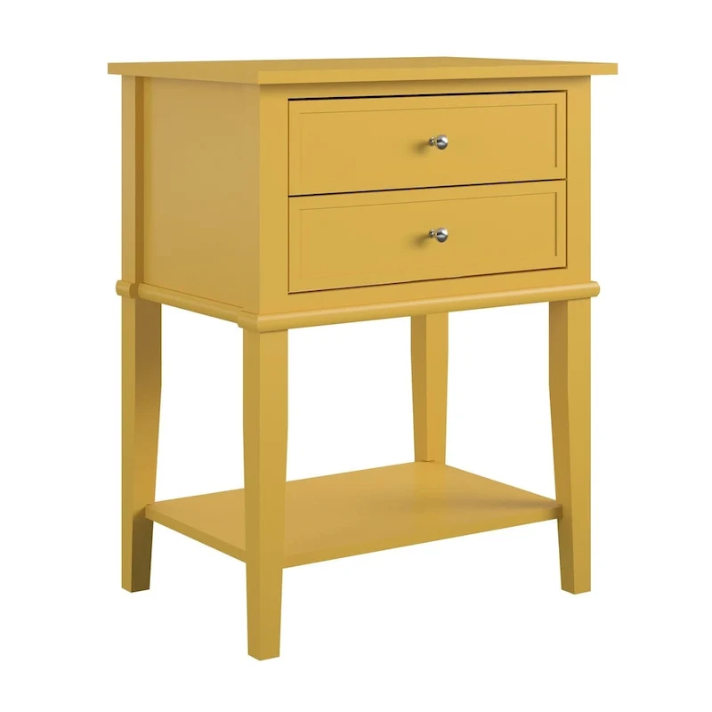 Table d'appoint d'appoint à 2 tiroirs avec étagère ouverte