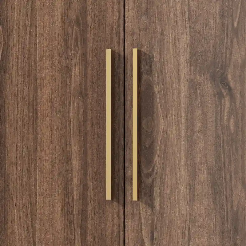 Armoire penderie en bois à 2 portes avec 2 tiroirs et étagère ouverte