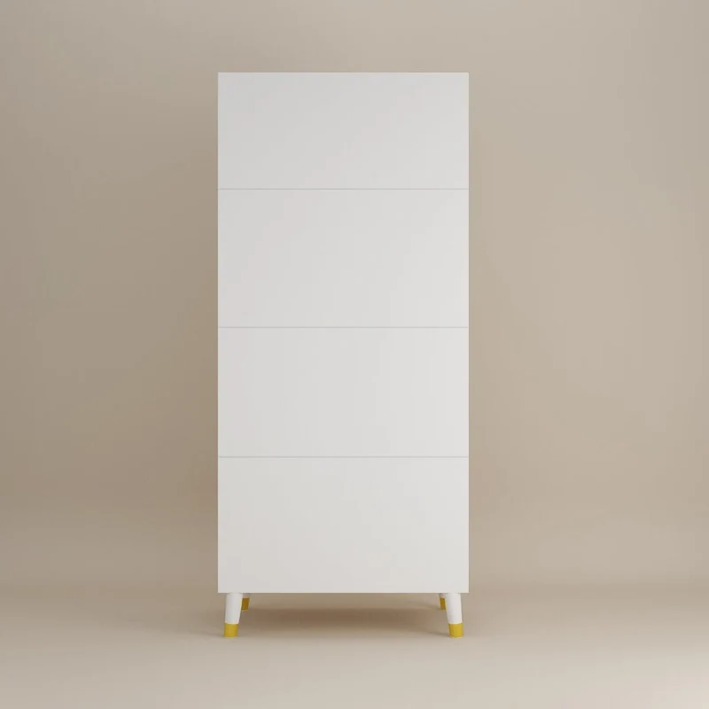 Armoire penderie en bois à 2 portes avec 2 tiroirs et étagère ouverte