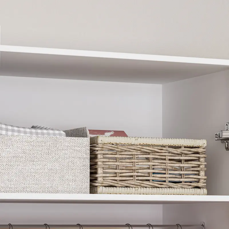 Armoire penderie en bois à 2 portes avec 2 tiroirs et étagère ouverte