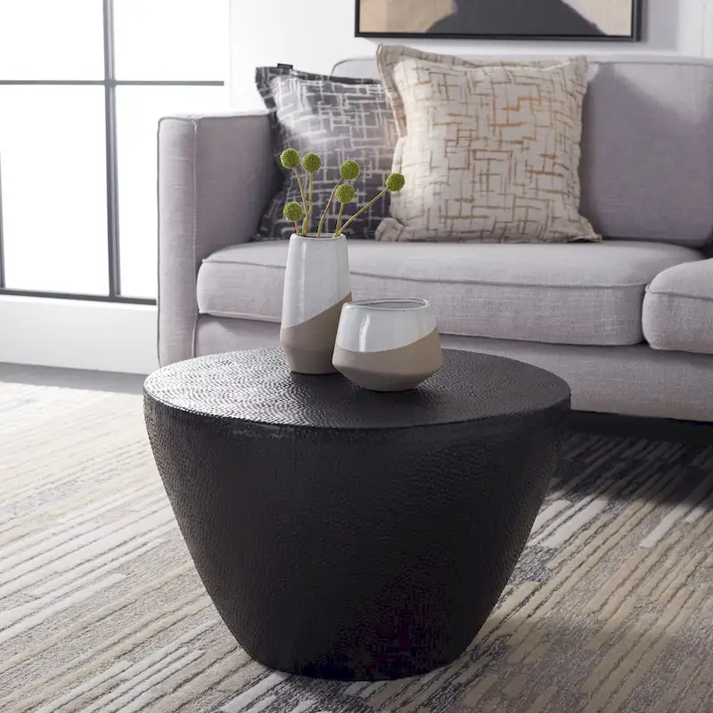 Table basse tambour d'inspiration marocaine avec finition texturée