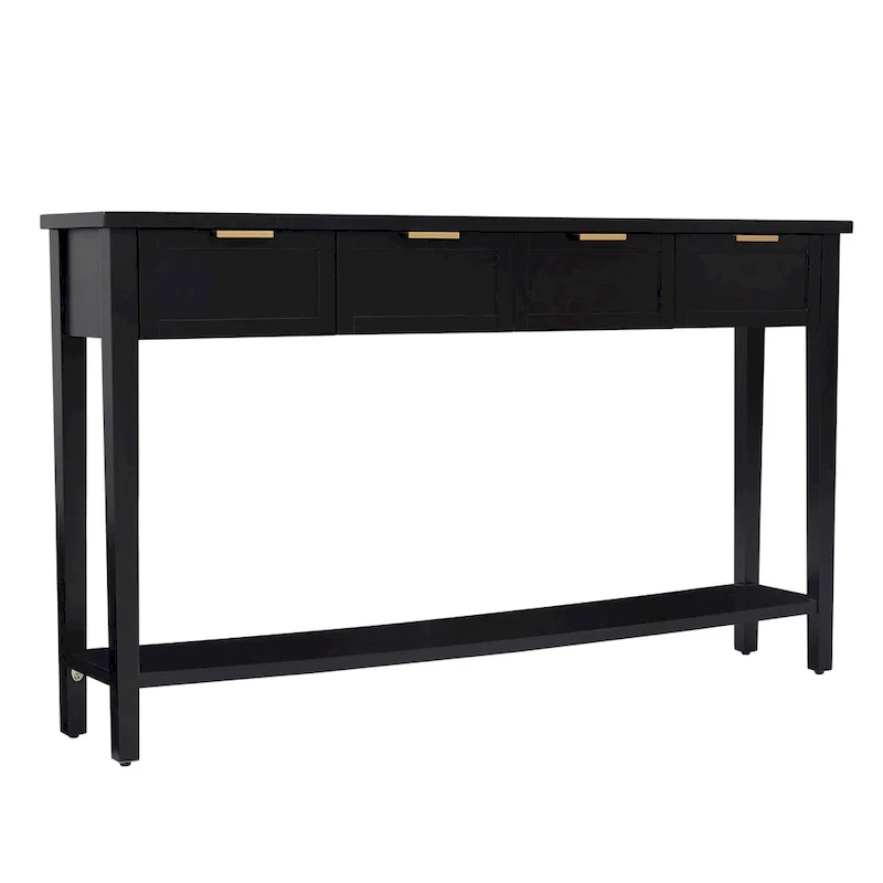 Console étroite avec tiroirs et étagère