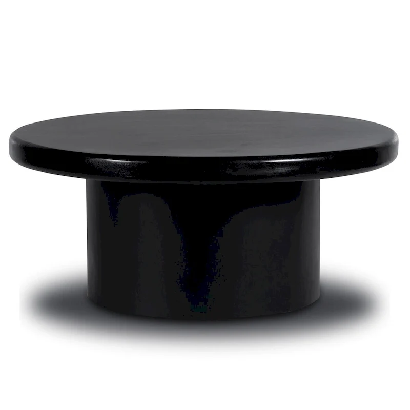 Table basse ronde en manguier massif avec pied central