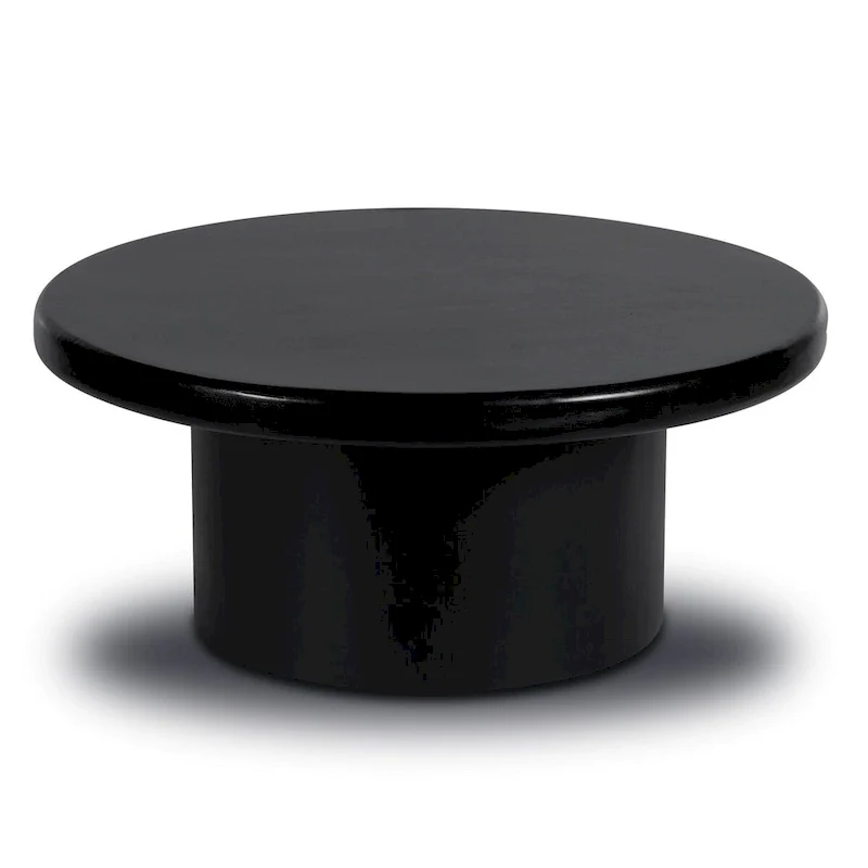 Table basse ronde en manguier massif avec pied central