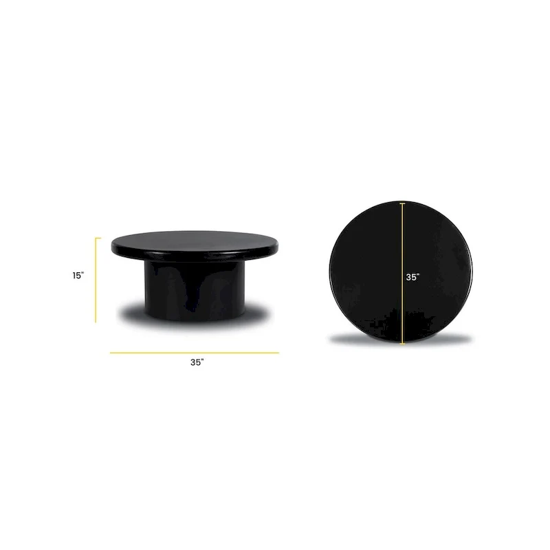 Table basse ronde en manguier massif avec pied central