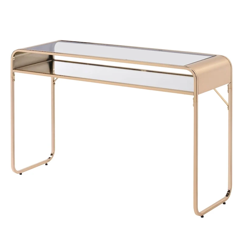 Console en verre avec étagère miroir