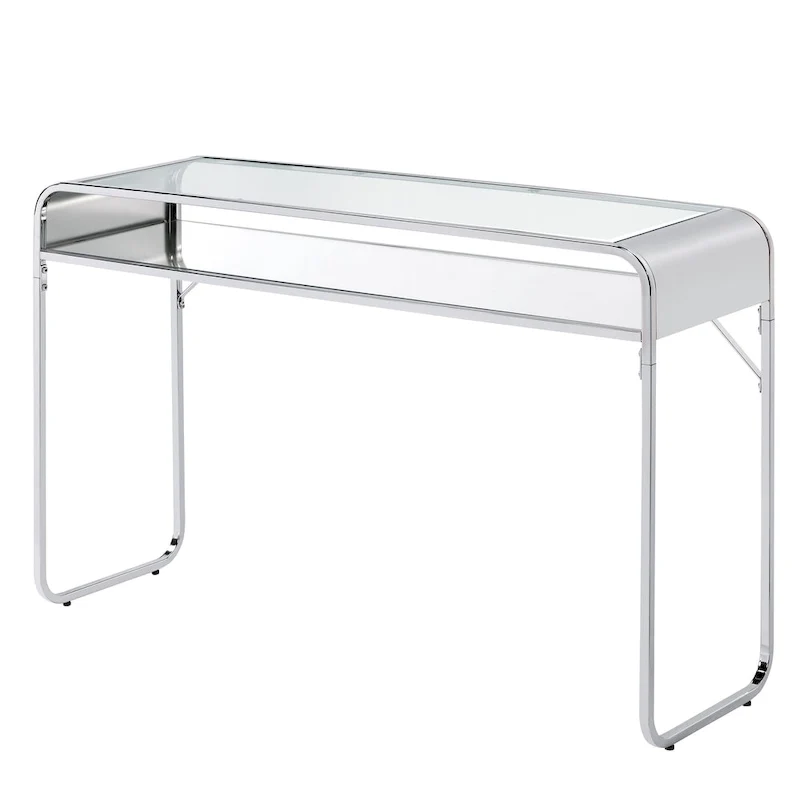 Console en verre avec étagère miroir