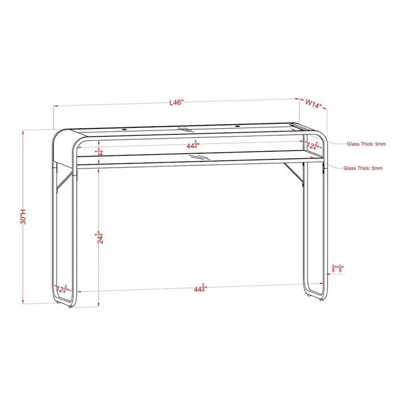 Console en verre avec étagère miroir