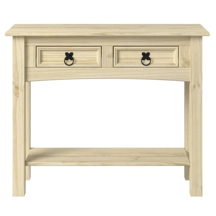 Console de couloir en bois de pin massif avec 2 tiroirs
