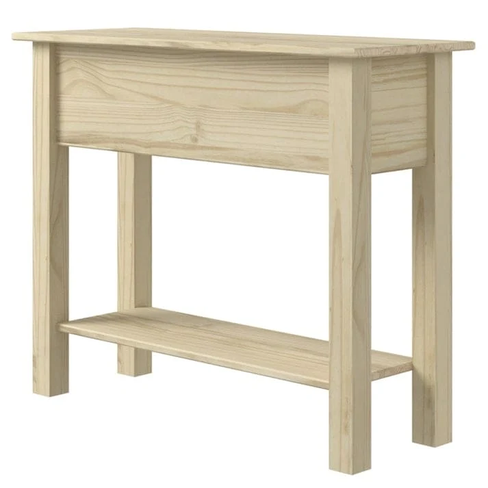 Console de couloir en bois de pin massif avec 2 tiroirs