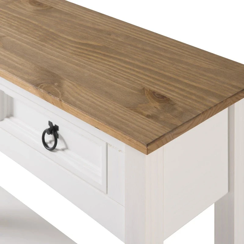 Console de couloir en bois de pin massif avec 2 tiroirs