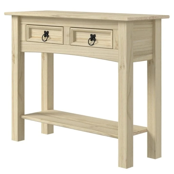 Console de couloir en bois de pin massif avec 2 tiroirs