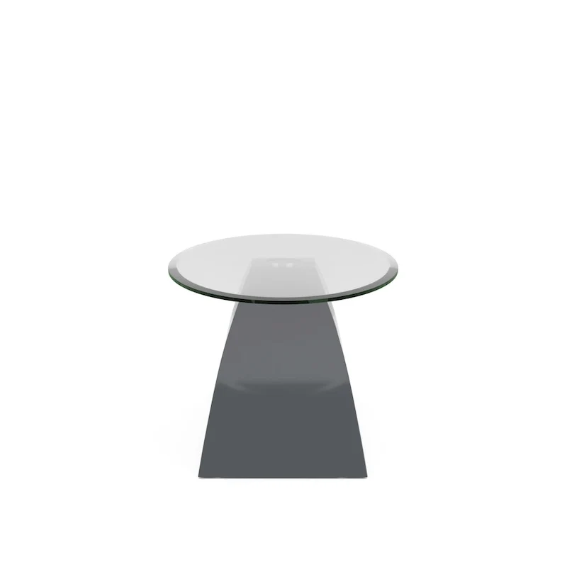 Table basse ovale à plateau en verre de 47 pouces avec base arquée très lustrée