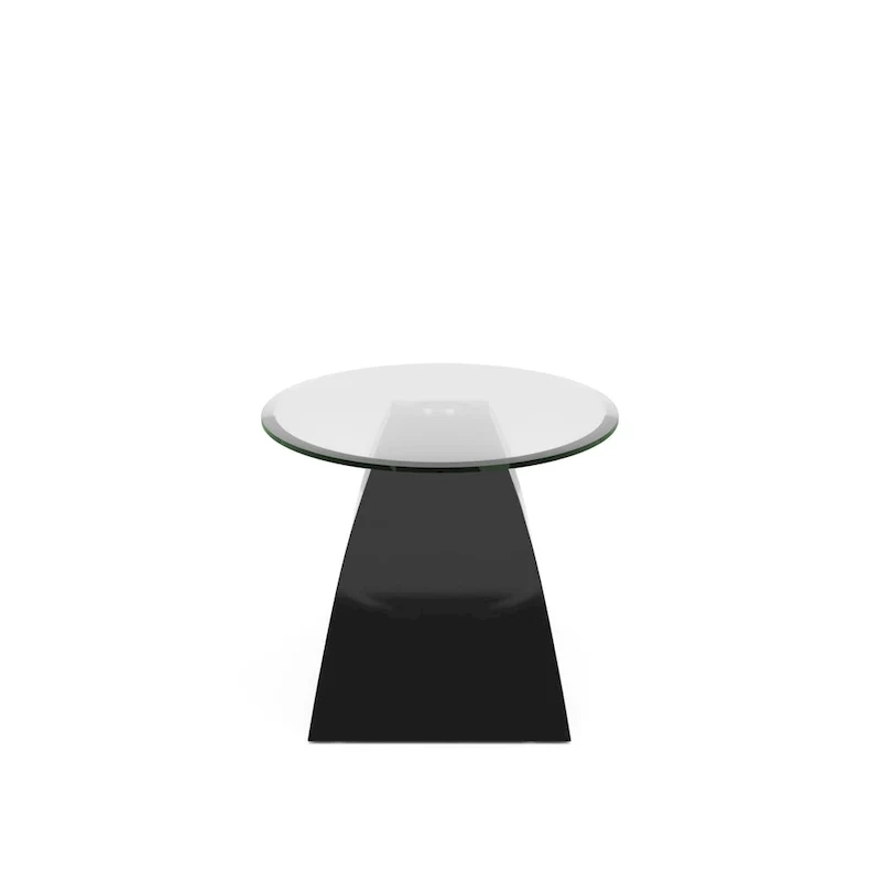Table basse ovale à plateau en verre de 47 pouces avec base arquée très lustrée