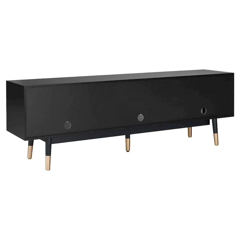 Console TV moderne du milieu du siècle de 71 po avec 3 tiroirs et des tablettes ouvertes