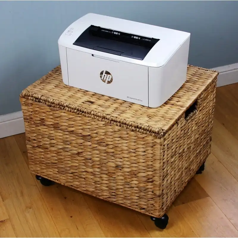 Meuble de classement et support d'imprimante à roulettes Seagrass avec plateau relevable