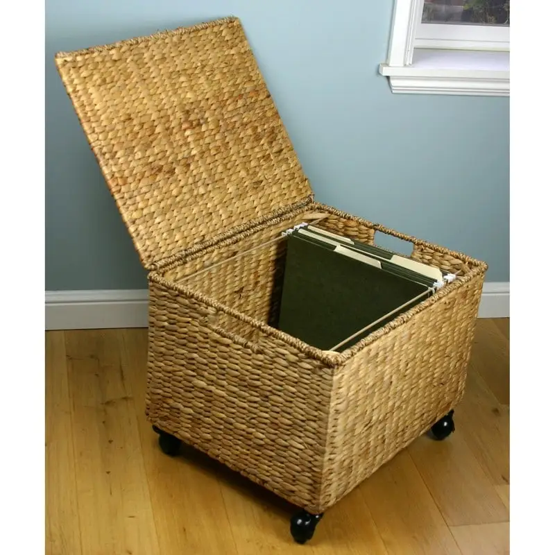 Meuble de classement et support d'imprimante à roulettes Seagrass avec plateau relevable