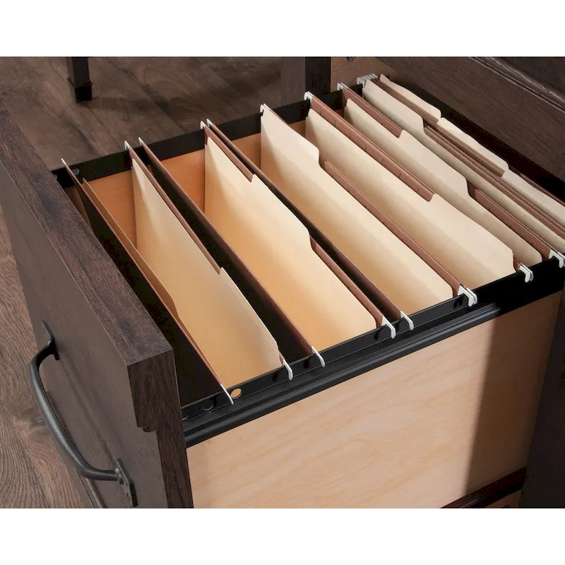 Bureau 3 tiroirs pour la maison avec rangement pour dossiers et quincaillerie en fer forgé